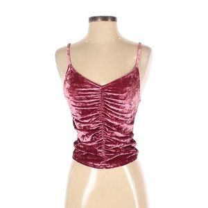 Urban Outfitters Pink Crushed Velvet Sleeveless Top